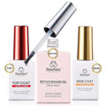 Beetles Builder Gel HEMA-Free,Nail Protection Trio Set 3 Pcs 8 in 1 Nail Strengthening Apex Building Extension for Beginner DIY Salon at Home,Clear Gel Builder with Base & Top Coat,UV & LED Cured
