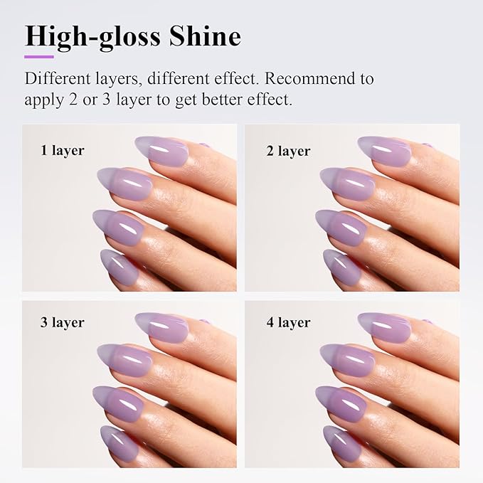 Imtiti Jelly Gel Polish, 15ML Sheer Purple, LED UV Gel Nail Polish for Nail Art DIY Manicure