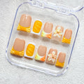 Handmade Duck Press on Nails with Glue，3D Flower Design Fake Nails Ripple Glossy Luxury Rhinestone Artificial Glitter Charm Full Cover Thick False Nails for Girls Festival Party 10 Pcs (Size M)