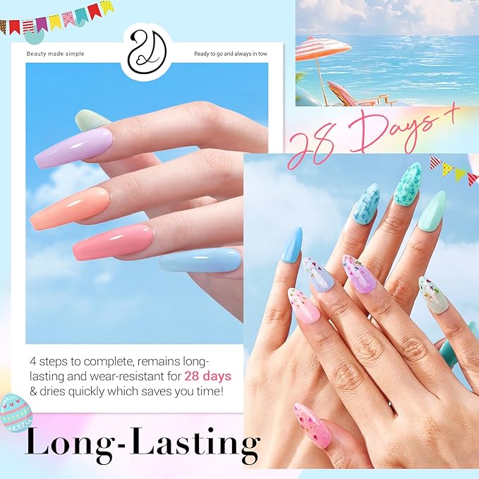 AZUREBEAUTY Dip Powder Nail Kit with Electric Nail Drill 24 Colors Spring Summer Macarons Purple Pink Nail Starter Kit with Dip Liquids Base Top Coat Activator Portable French Art Essential Easter Set