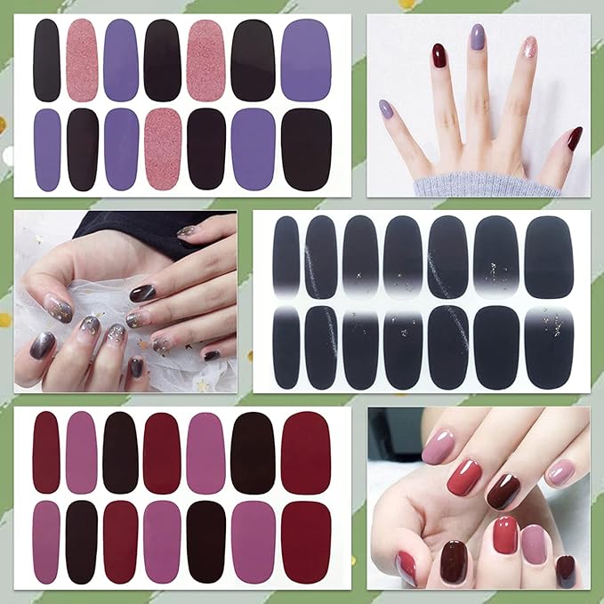WOKOTO 16 Sheets Gradient Nail Polish Strips For Women Gel Nails Full Nail Wraps Strips, Marble Nail Polish Stickers For Acrylic Nails Polish Decals For Nail Art Gel Strips Stickers For Girls