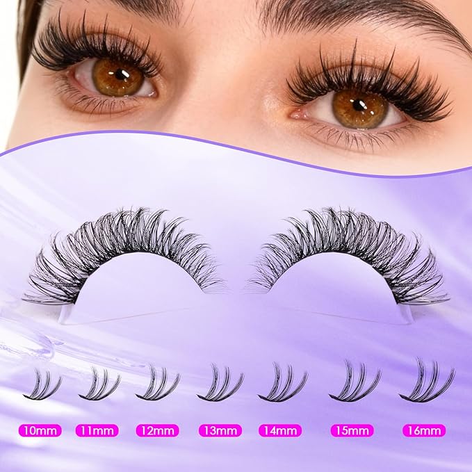 OCEAN PEARL 40D 50D Lash Clusters Lash Extension Kit 320 Pcs Thick Eyelashes Natural Lashes Clusters 10-16mm Eyelash Extensions Kit Individual Lashes with Bond and Seal Tweezers DIY Eyelash Extension