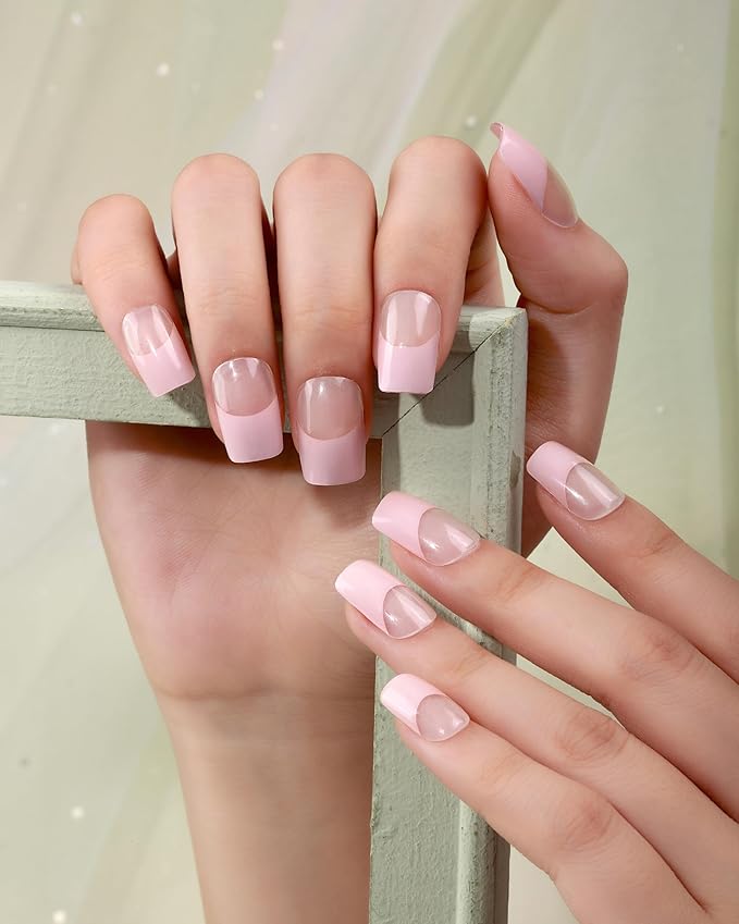 French-Inspired 20pcs Semi Cured Gel Nail Strips - Salon-Grade DIY Wraps with Glaze Texture, Easy Application, UV Light Required for Classic Nails