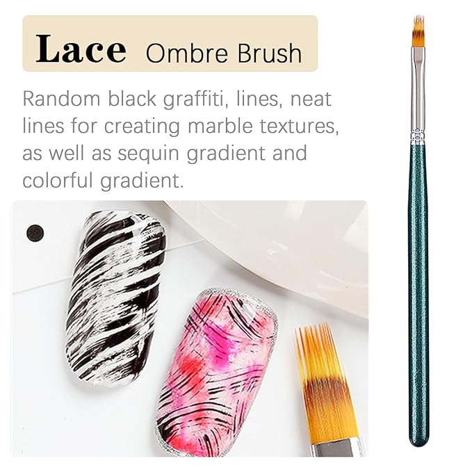 KAAGEE 3pcs Ombre Nail Brush Nail Paint Pen for Lace Line Gradient Color Ombre Brush for Gel Nails Manicure Pen Nail Art Brushes Nail Design Brushes Acrylic Nail Polish Tools