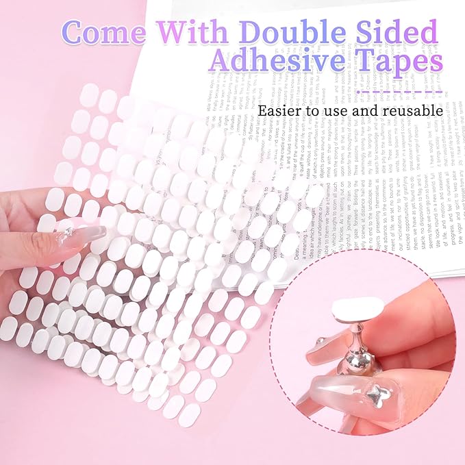 ANGNYA Nail Stand for Press on Nails Display, Magnetic Press on Nail Stand with 200 PCS Reusable Adhesive Tapes, Nail Tips Practice Painting Holder for DIY Nail Art Tools