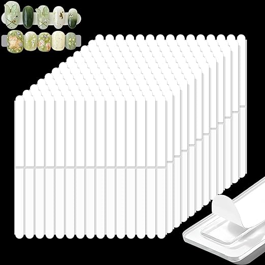 Qenk 12 Sheets Double Sided Tape for Nails, Nail Tape for Press on Nails, Double Sided Nail Tape for Nail Tips Art Display Salon Supplies (Style-2)
