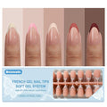 Skin Tones Almond French Tip Press on Nails, 150pcs Square Soft Short Press on Nails in 15Sizes, Pre-lasting Acrylic Gel Nail Tips, No Need to File Fake False Nail Tips Extension for Women Nails