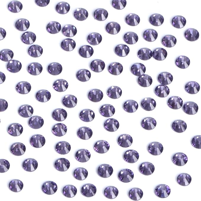 Bymitel Hotfix Crystal Rhinestones Round Gems Iron on DIY Jewelry Making Flat Back for Crafts,Tazanite, 1.6mm(SS4/2880pcs)