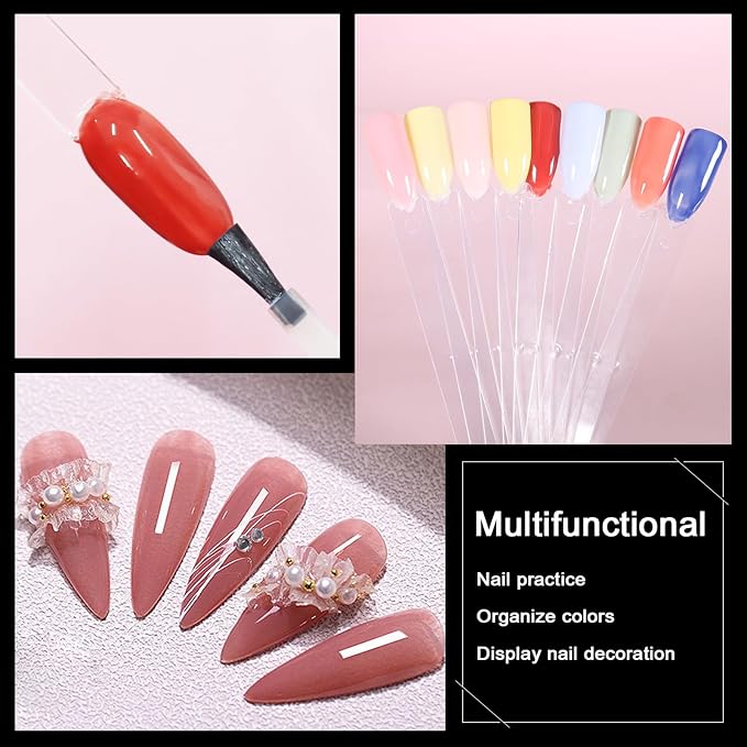 Allstarry 200 Pcs Natural Nail Swatch Sticks with Ring and Numbered Tips Roundhead Shaped Nail Art Polish Display Tips, False Nail Sample Sticks, Sacks of Nail Practice-Tips for Manicure