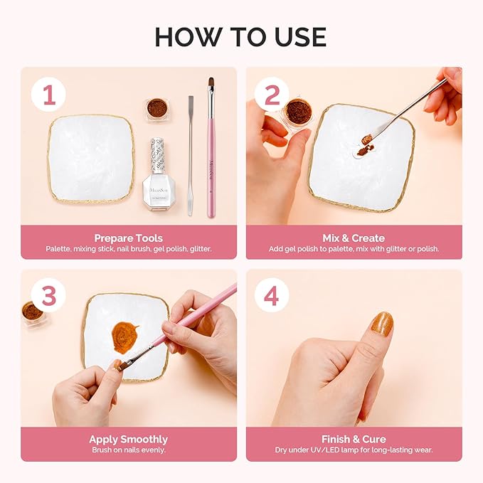 MelodySusie 1PC Square Shape Resin Nail Art Palette, Professional Color Mixing Board for Gel Polish, Acrylics, Pigment Blending, Salon and DIY Makeup Artist Tool, White