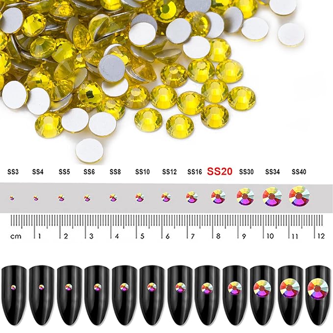 Dowarm 720 Pieces SS20 Flatback Crystal Rhinestones, 4.8MM for Craft Nails Dance Costumes, Non Hotfix (Citrine/Lemon Yellow)