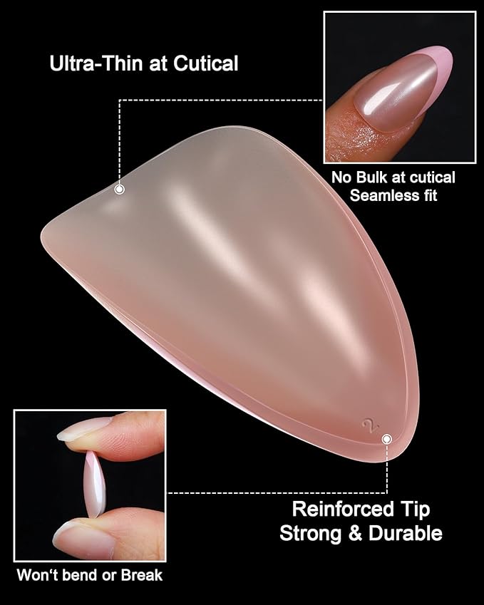 16 Size Chrome White French Tip Almond Press On Nails,32 Pcs Salon Quality Glossy Short Glue on Gel Nails (Pink on Pink French Tip)