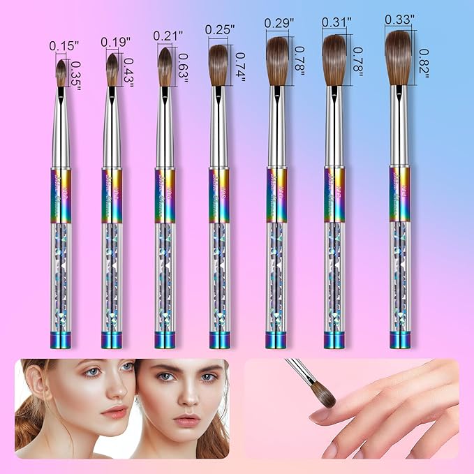 Acrylic Nail Brush Size 10, 100% Real Kolinsky Art Nail Brush for Acrylic Powder Application, Handmade Women Manicure Nail Extension Tool for Professional DIY Home Salon and Beginners