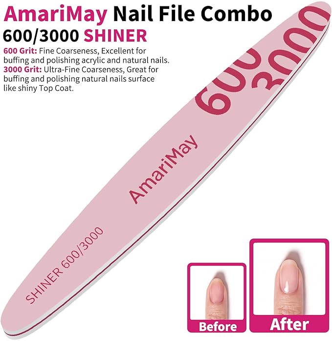 Nail File Combo, 3 Pcs of 100/180 Edge Tile, 100/180 Flex Tile and 600/3000 Shiner Tile, Double Sided Washable Grit Emery Boards, Professional Manicure Tools for Acrylic and Gel Nails.