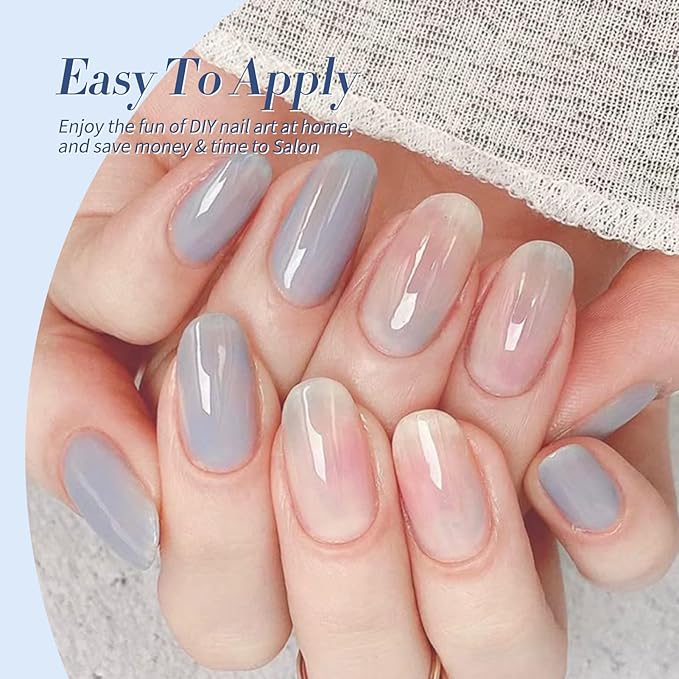 Born Pretty Jelly Blue Gel Nail Polish Set 6 Colors Translucent Light Baby Royal Blue Reflective Glitter Nail Gel Kit Soak Off Nail Art Manicure Design Home Salon Holiday Gift
