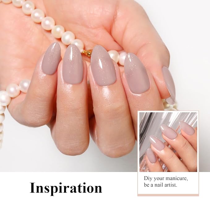 Imtiti Glitter Gel Nail Polish, 0.5 Fl Oz Nude Beige Glitter Polish Soak Off LED U V Gold Shimmer Sparkle DIY Nail Art Starter Manicure Salon Kit