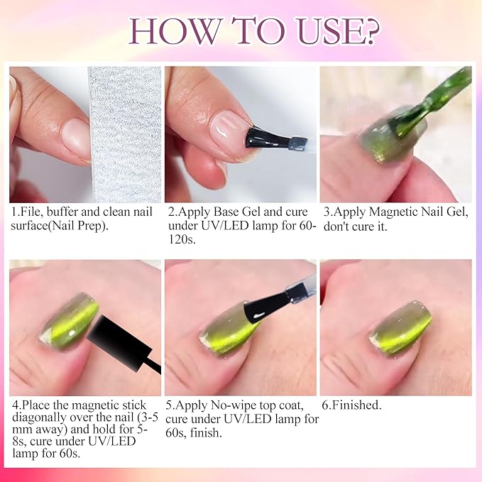 MTSSII Cat Eye Gel Nail Polish Glass Series Magnetic Nail Gel Rainbow Jelly Cateye Pink Purple Translucent UV/LED Nail Polish Nail Art Gifts Set for Women