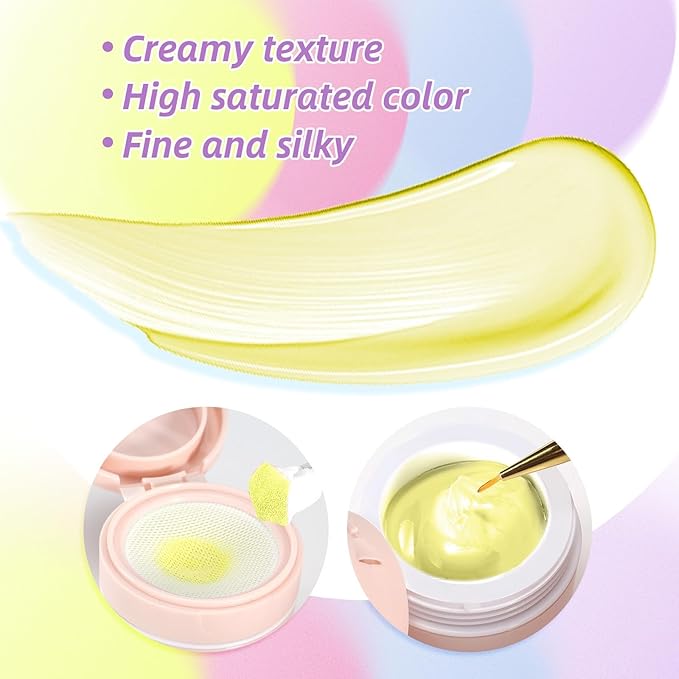 Cushion Gradient Painting Gel, Ombre Nails Aura Nails Full Coverage Precise Control of Each Dip 100pcs Spong & Tweezers Matte Effect Non-Wipe Long Lasting Soak Off UV LED(y)