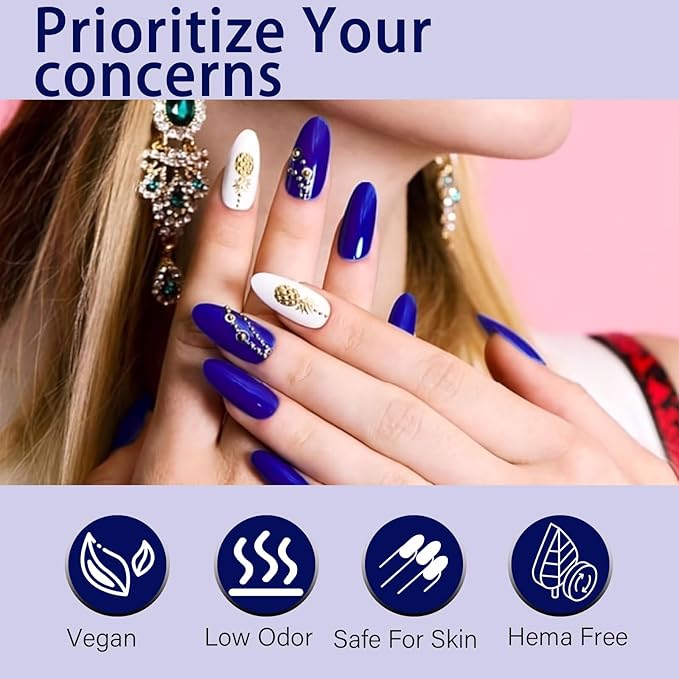 15ml Royal Blue Gel Nail Polish, Dark Blue Gel Polish, Navy Color Same Color Same Bottle, Deep Cobalt Colour High Gloss U V Soak Off Nail, DIY Sparkle Manicure Salon