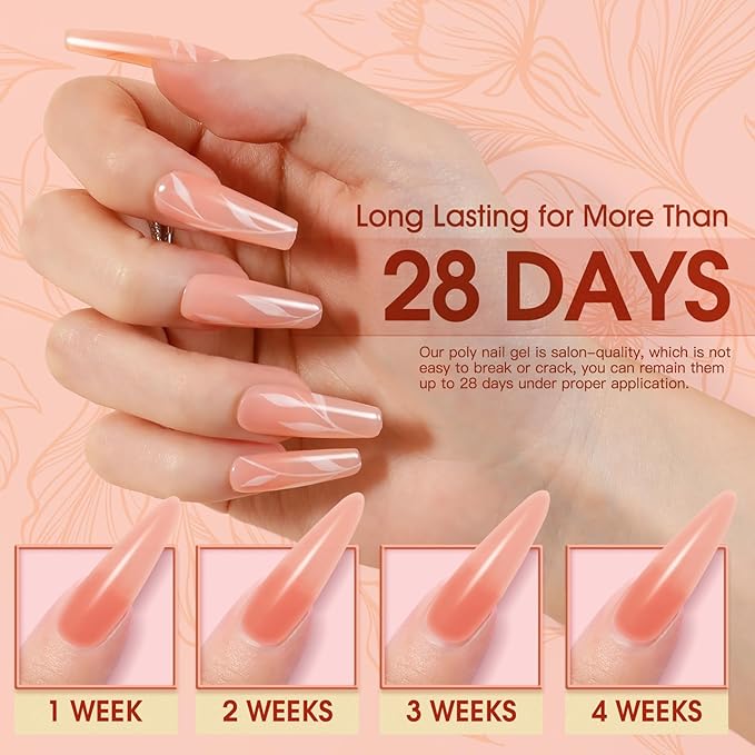 ROSALIND 2 oz Nude Poly Nail Gel, Fall Poly Extension Orange Gel Poly Builder Nude Nail Quick Building Acrylic NailsThickening Nail Art Design Natural