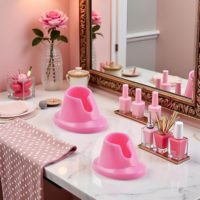 3Pcs Pink Premium Soft Rubber Nail Polish Bottle Holder Display Nail Art Varnish Polish Seat Tool Pink Anti-spill Bottle Stand Manicure Display Tools Nail Art Supplies for Nail Organizer Display