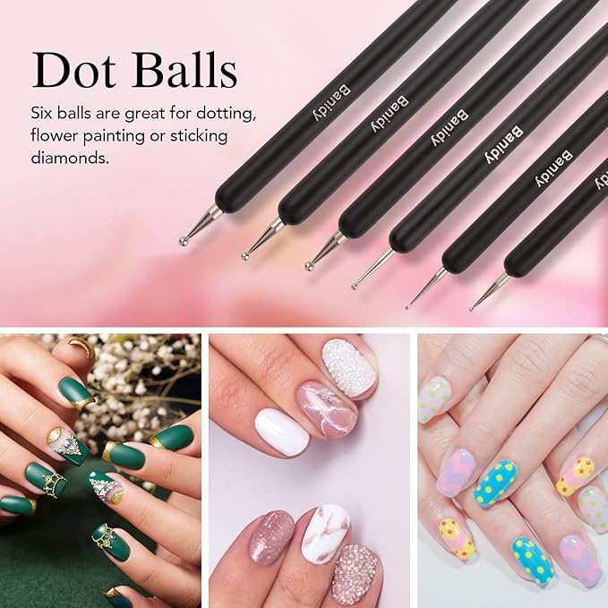 Nail Art Brushes for Gel Art Design Brush Tools Dual-Head Pen Painting Set Include Extension Brush Liner Brush Dotting Pen for DIY Manicure Polish Black