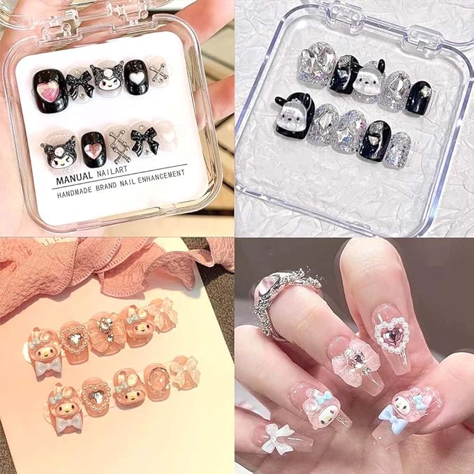 80Pcs Kawaii Nail Charms Set, 3D Cartoon Colorful Nails Accessories for DIY Nail Art, Y2k Resin Rhinestones Nail Decorations (80P)