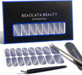 Nail Polish Strips, 32PCS Salon Quality Wraps, Long Lasting Gel Nail Stickers for Women Easy Apply& Remove (Blue Moonstone)
