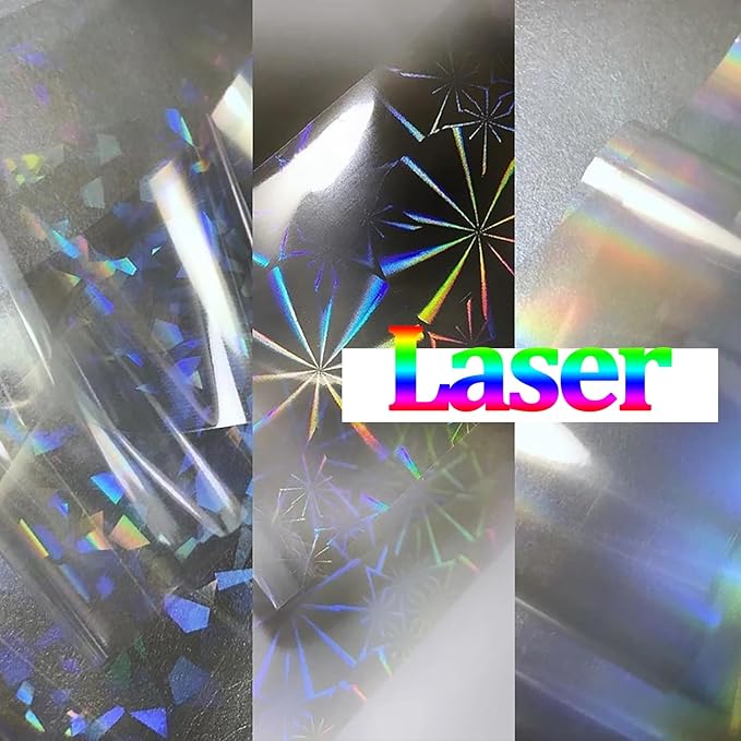 SILPECWEE 2 Boxes Aurora Nail Foil Clear Laser Glass Fragment Nail Transfer Foil for Long Acrylic Nails Starry Sky Holographic Nail Art Foil Stickers Manicure Design for DIY Nails Decoration