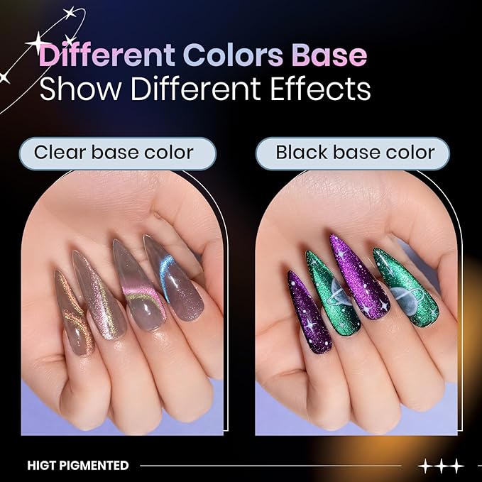 9D Cat Eye Gel Nail Polish Set with Magnet - 12 Colors Magnetic Cateye Gel Polish Chameleon Galaxy Effects Manicure for Nail Salon DIY Nail Art at Home