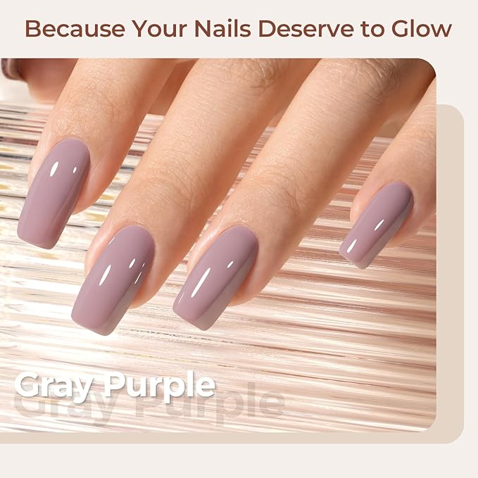 AILLSA Gel Nail Polish Dusty Mauve Jelly Polish Gray Purple Neutral Nude Polish Dark Lavender Nude Natural Color Fall Winter Soak Off U V Gel for Nail Salon at Home 0.51 Fl Oz/GC02