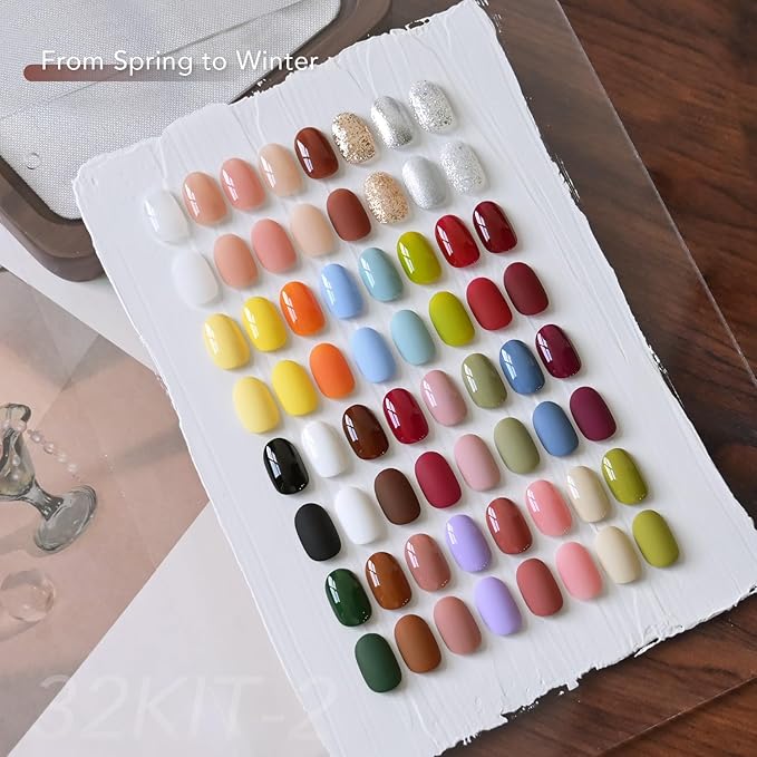 GAOY Gel Nail Polish Kit with UV Light, 32 Colors Gel Polish Set Red Black White Nude Glitter with 5 Pcs Soak off Base Glossy Matte Glitter Top Coat & Builder for Nail Art DIY Manicure at Home