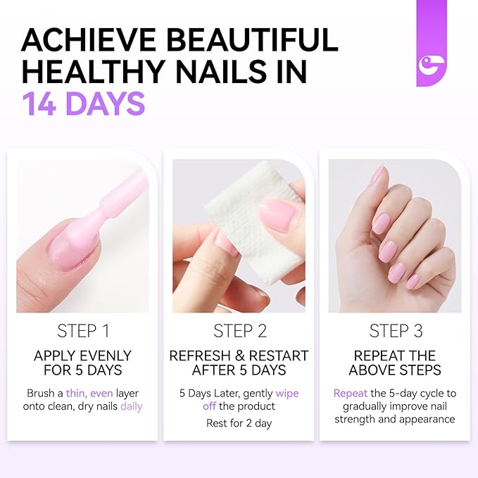 Gelike EC Nail Growth Strengthener for Woman: Nude Blush 6 in 1 Natural Nail Hardener Extra Strong and Growth - Nail Polish Hardener for Weak and Damaged Nails