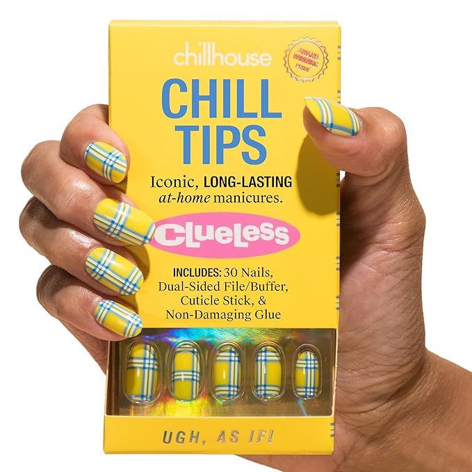 Chillhouse - Chill Tips, Press on Nails Kit - Ugh, As If (Oval) - 24 Nail Shapes & Sizes - Up to 2 Weeks of Wear - Customizable Fit - Reusable - Latina Founded & Women Owned - Beauty & Self Care