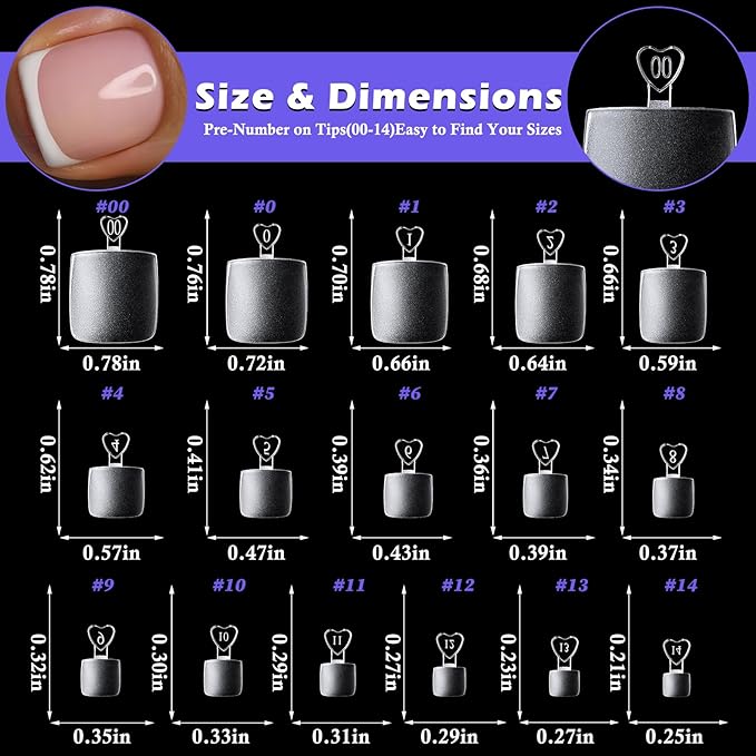 LoveOurHome 320pc Fake Toenails Tip Soft Gel Toe Nail Tips Clear Press on Toenails Short Square Fake Nail for Toes, 16 Sizes Feet False Toenail Clear Toes Nail Tips for Gel/Acrylic Toenail Extension