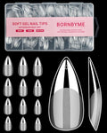 Medium Stiletto Nail Tips, BORNBYME 504PCS Pre Buff Full Cover Shaped Nail Extenison Tips Half Matte Gel X Nail Tips