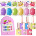 Double Rhythm 6 Pcs 15 ML Gel Polish Set Same Color Same Bottle Soak Off Gel Polish Kit Nail Art Manicure Salon DIY at Home for Women (Purple Blue Green Yellow Pink Peach-T6-10)