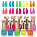 JR Gel Nail Polish 10pcs 0.4oz Neon Gel Nail Polish Set Vibrant Neon Colors Nail Art Kit for Rave & Summer Festivals, Elegant Bow Bottle Design, Quick Dry & Chip-Resistant Gifts for Women E Model