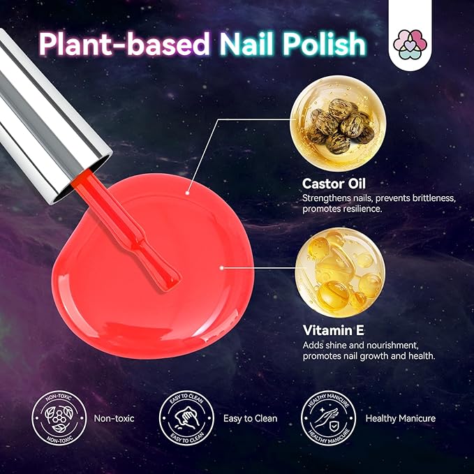 SAVILAND Glows in the Dark Nail Polish: 14 Pcs Quick Dry Nail Polish Set Neon Luminous with Base Top Nail Coat Polish Regular Hot Pink Red Blue Salon Home DIY Nail Art
