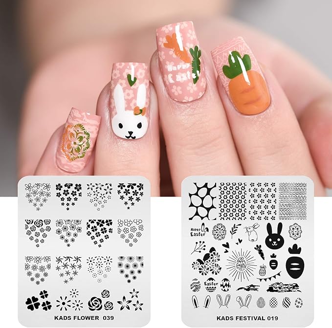 KADS 11pcs Nail Stamp Plates Set 10 Plates Christmas Snowflakes Cute Animals+ 1 Laser Symphony Storage Bag Christmas Nails Art Stamping Plate Set Leaves Flowers Animal Nail Plate Template Image Plate
