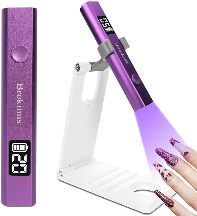 Handheld UV Light for Gel Nails with Stand, Mini Nail Lamp with LCD Display 3-Timer Modes Portable Cordless Rechargeable USB Small Nail Dryer for Fast Curing Home DIY Manicure Nail Art
