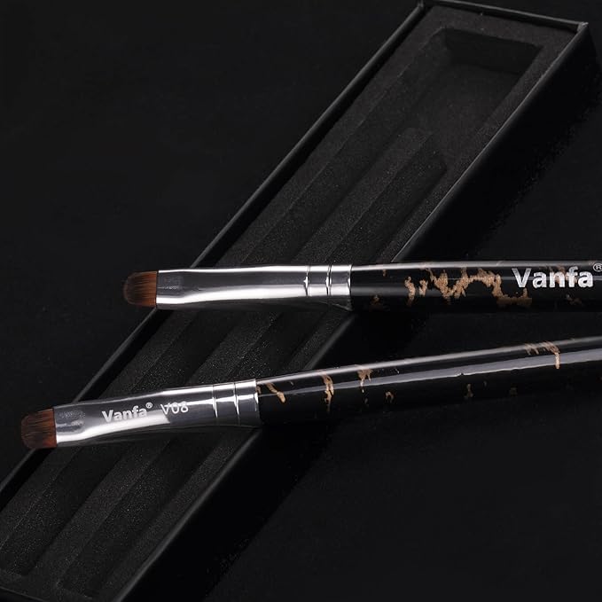 Vanfa French Brush for Nails, Gel Nail Brush, Clean up brush, Nail Art Brush with Kolinsky Hair (V08 - Pack of 2)
