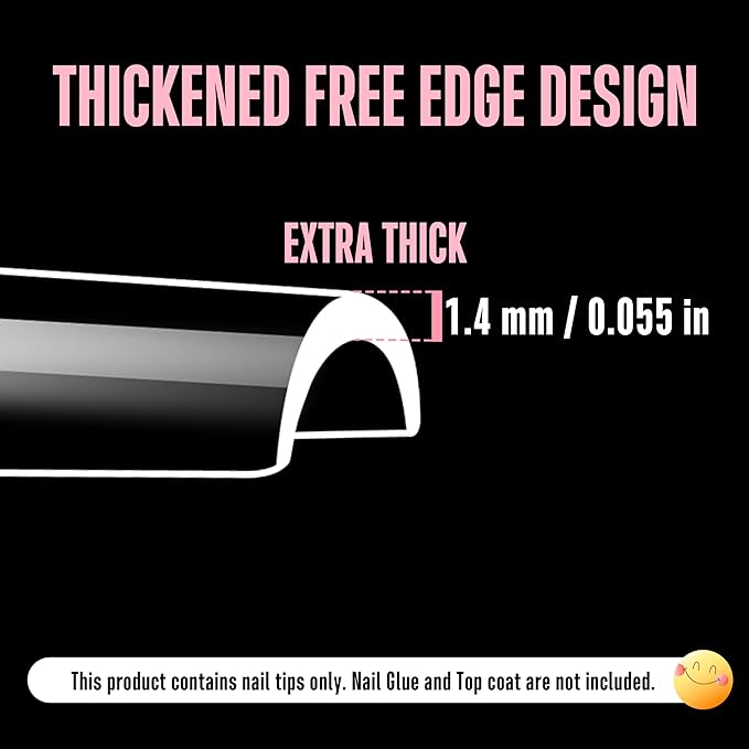 NOVO OVO XXL Square Nail Tips Matte - 240Pcs Pre-Etched Soft Gel Press on Nails, No File Needed Full Cover False Nails for Acrylic, Thickened 2XL PMMA Extension Kit (15 Sizes, Frosted Clear)