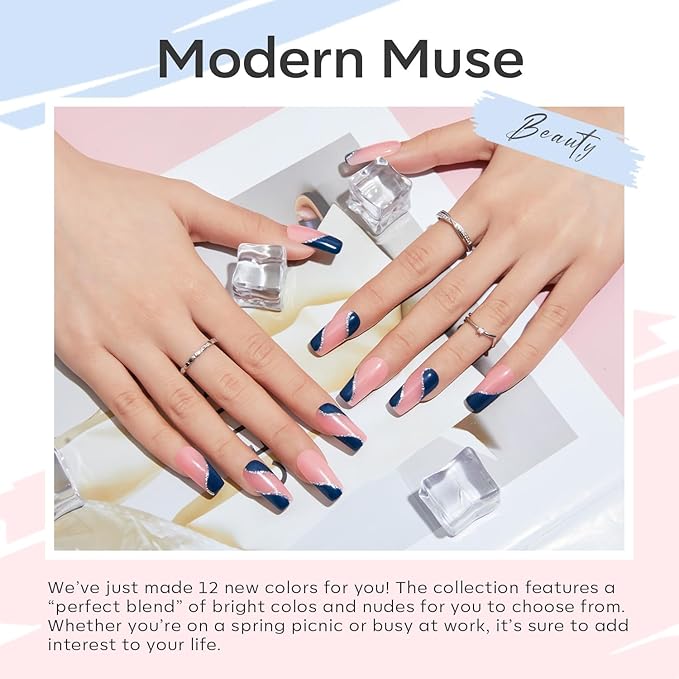 modelones Poly Extension Gel Kit 12 Colors Poly Nail Set All Seasons Colors Nude Pink Blue Glitter Builder Nail Gel French Manicure DIY Gifts for Women