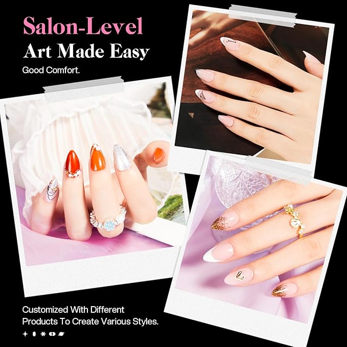 Short Gel Nails Kit: Perfect Natural-Looking 12 Sizes Almond Clear Press on Nail Tips - Professional Acrylic Nail Extensions Full Cover Pre-Shaped Fake Nails for Salon DIY at Home(312pcs)