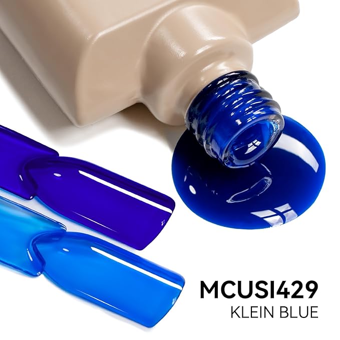 MAYCHAO 15ML Jelly Klein Blue Gel Nail Polish 1Pc Bright Blue Gel Polish Soak Off UV LED Translucent Nail Polish Nail Art Starter Manicure Salon DIY at Home, 0.5 OZ
