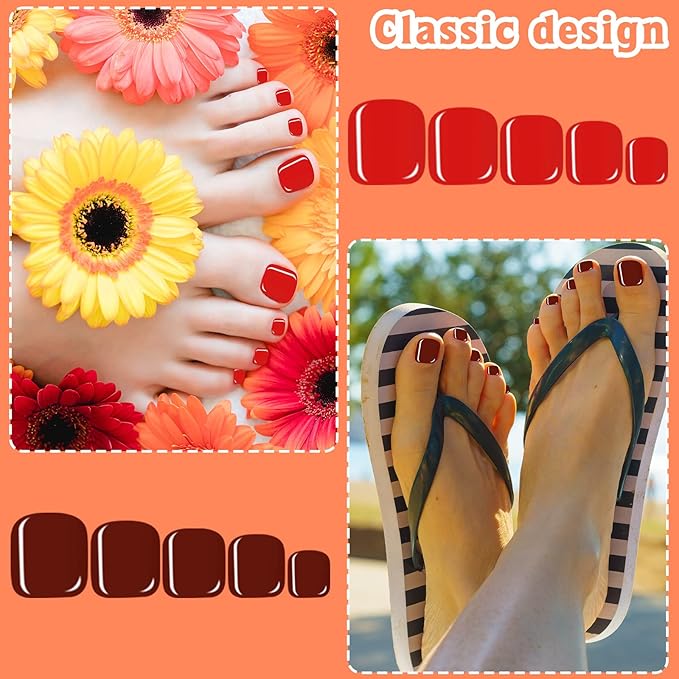 Maitys 720 Pieces Fake Press on Toe Nails Short False Toe Nails Square Solid Color Full Cover Matte Finish for Women(Fresh Color)