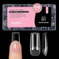 Beetles Gel Nail Tips, 576Pcs 12 Sizes Medium Square Pre-Etched Soft Acrylic False Nail Tips Half Matte Full Cover Press on Nail Extensions Gift Set Home DIY Nail Salon for Women Girls