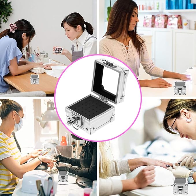 FRCOLOR Nail Drill Grinding Bit Holder Box Nails Drill Bits Storage Box Nail Polishing Heads Display Case Nail Tools Organizers Container