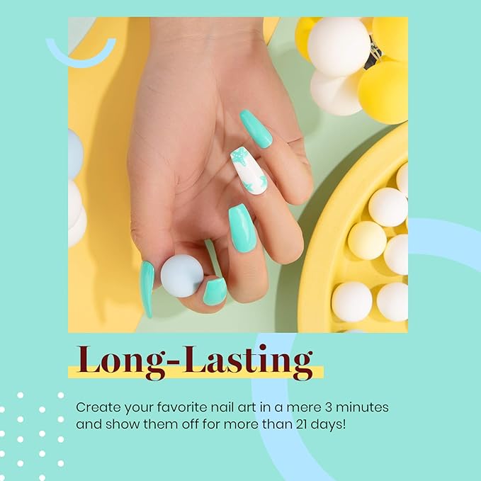 Beetles Teal Gel Nail Polish - Cascade Green 15ML/0.51Fl Oz, Teal Neon Gel Polish, Soak Off UV LED Spring Nails Art Design Manicure Salon DIY Home Neon Nails - Gifts for Women